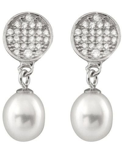 Splendid Silver 7.5-8mm Pearl Earrings - Metallic