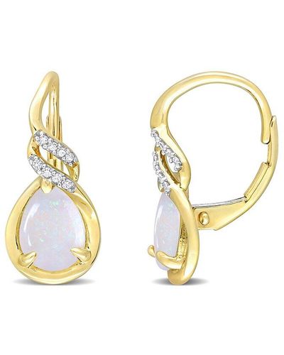 Rina Limor 10k 1.32 Ct. Tw. Diamond & Opal Earrings - Metallic