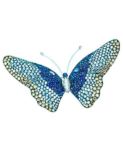 Arthur Marder Fine Jewelry 18k 12.50 Ct. Tw. Diamond & Sapphire Butterfly Brooch - Blue