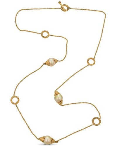 Belpearl 18k Over Silver 12mm South Sea Golden Chain Necklace - Metallic