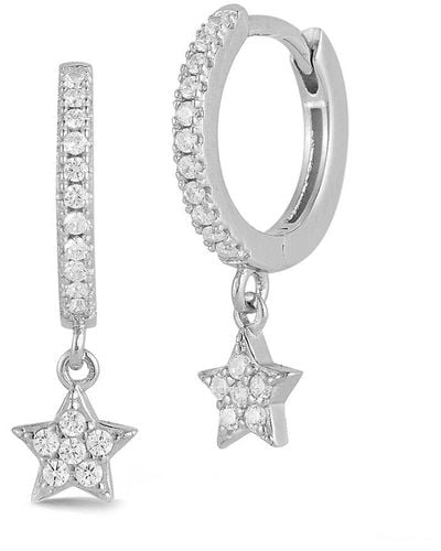 Glaze Jewelry Silver Cz Star Huggie Earrings - White