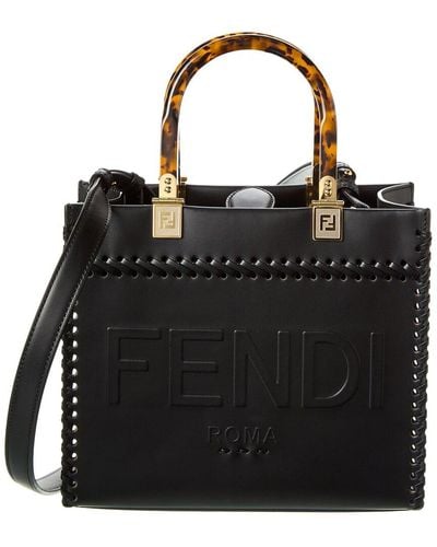 Fendi Sunshine Small Leather Tote - Black