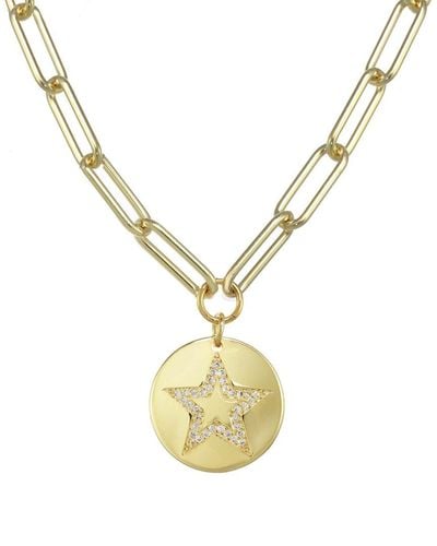 Rachel Reinhardt Jewelry 14K Vermeil Enamel & Cz Pave Star Necklace - Metallic