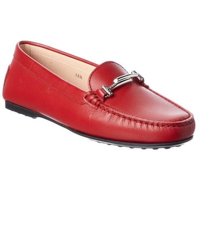 Tod's Double T Leather Loafer - Red