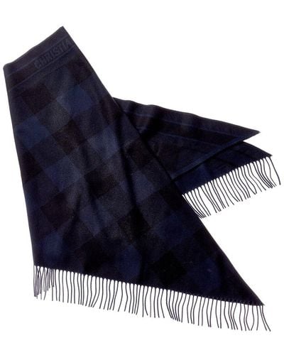 Dior Check'n Triangle Cashmere Scarf - Blue