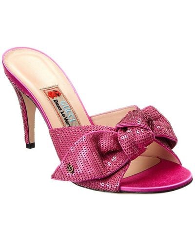 Gucci Bow Detail Satin Sandal - Pink