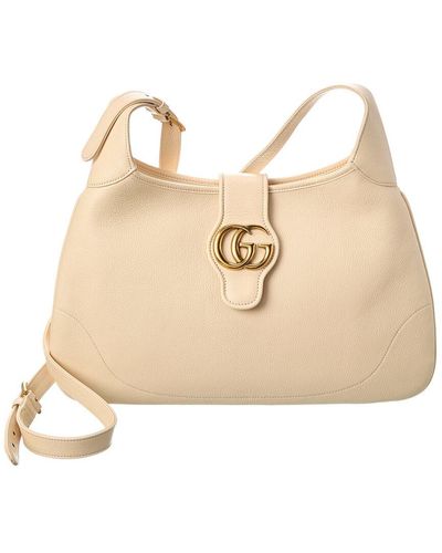 Gucci Aphrodite Medium Leather Shoulder Bag - Natural