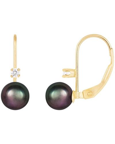 Splendid 14k 0.06 Ct. Tw. Diamond 6-7mm Pearl Earrings - Multicolour