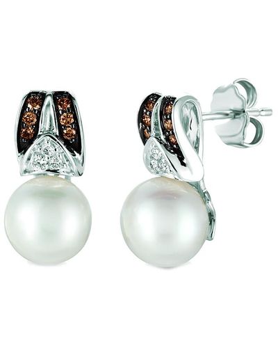 Le Vian 14k 0.15 Ct. Tw. Diamond 8-9mmmm Pearl Earrings - Multicolor