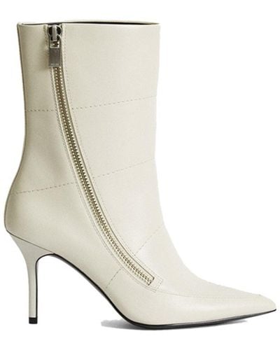 Reiss Hoxton Leather Mid Boot - White