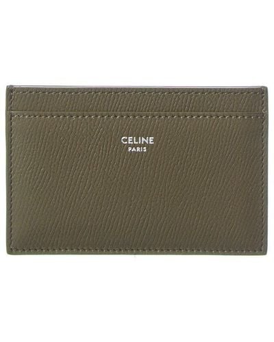 Celine Logo Leather Card Case - Grey