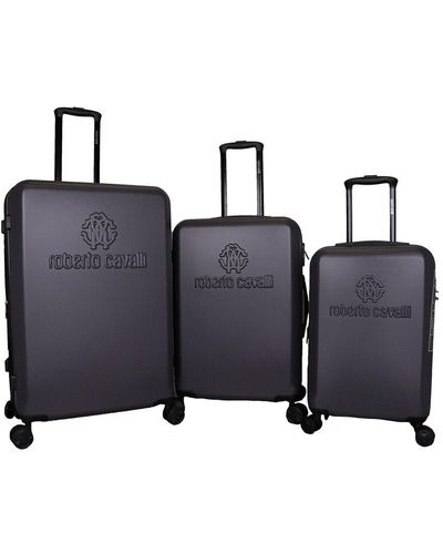 Roberto Cavalli Classic Logo 3pc Expandable Luggage Set - Blue