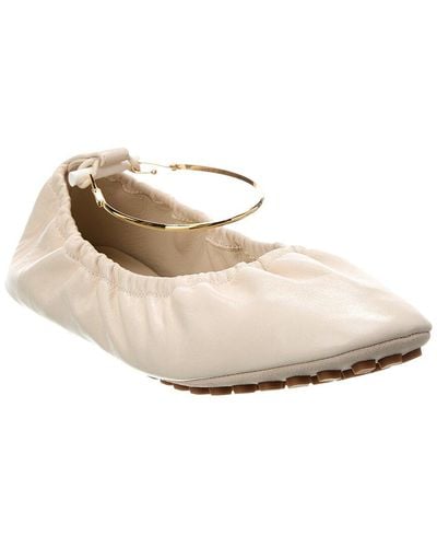 Fendi Filo Leather Ballerina Flat - White