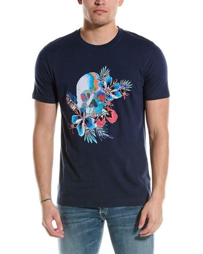 Robert Graham Tropical Skull T-shirt - Blue