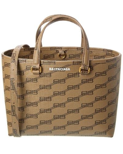 Balenciaga Signature Small East-west Coated Canvas Tote - Brown