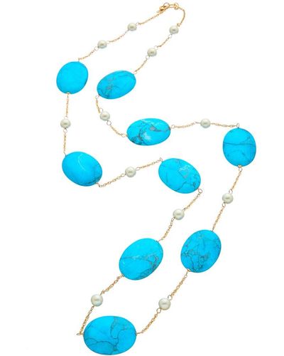 Kenneth Jay Lane Plated Station Necklace - Blue