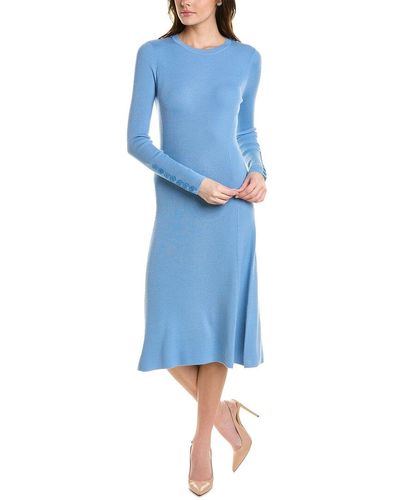 St. John Ribbed Wool-blend Sweaterdress - Blue