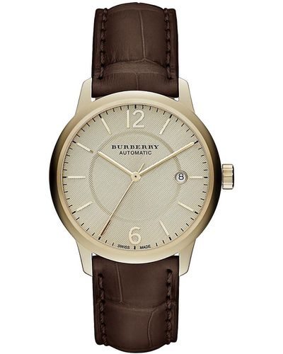 Burberry Gold & Brown Alligator Leather-strap Watch
