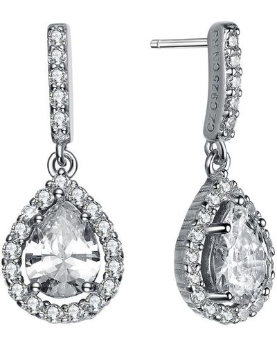 Genevive Jewelry Silver Cz Earrings - Metallic