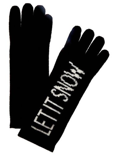 Hannah Rose Let It Snow Cashmere Gloves - Black