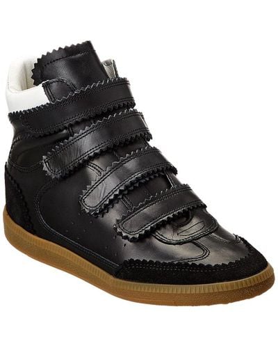 Isabel Marant Bilsy Leather & Suede High-top Wedge Sneaker - Black