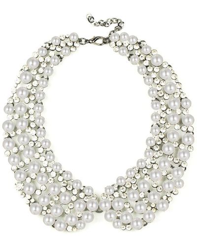 Eye Candy LA Luxe Collection Glass Pearl Diana Statement Collar Necklace - Metallic