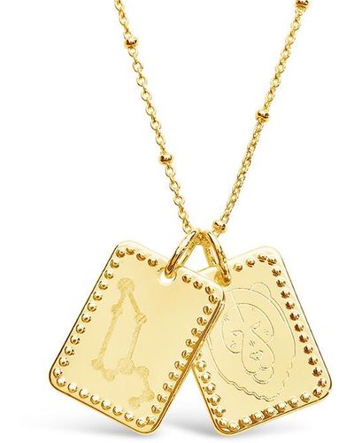 Sterling Forever Leo Zodiac Tag Necklace - Metallic