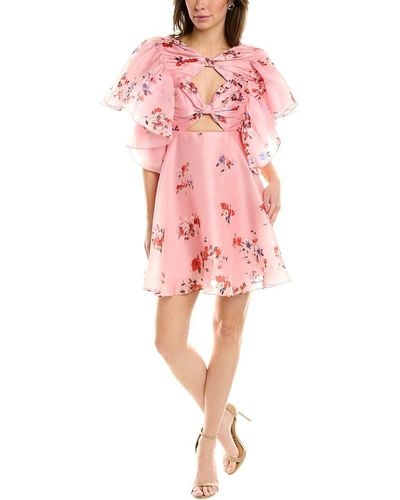 Carolina Herrera Cutout Bow Front Silk A-line Dress - Pink