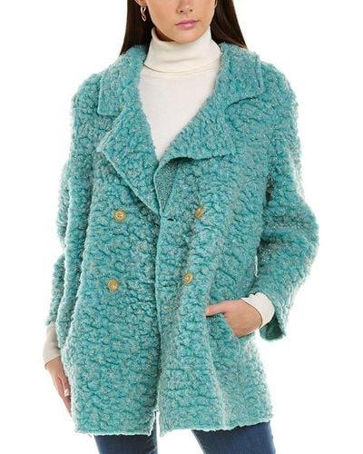 Vilagallo Plush Wool-blend Coat - Blue