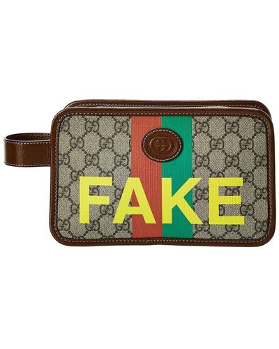 Gucci Fake/not GG Supreme Canvas & Leather Dopp Bag - Gray