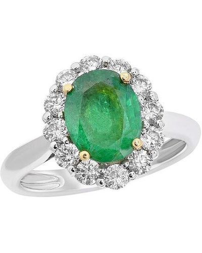 Monary 14k Two-tone 2.65 Ct. Tw. Diamond & Emerald Ring - Green