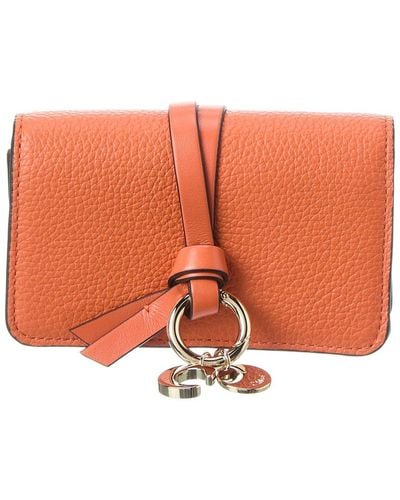 Chloé Alphabet Leather Card Holder - Orange