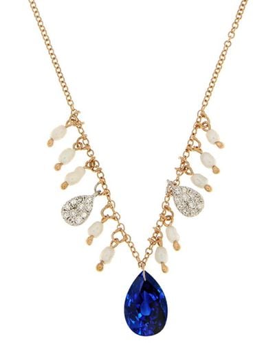 Meira T 14k 1.42 Ct. Tw. Diamond & Blue Sapphire Necklace