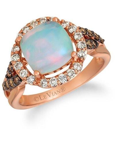 Le Vian Le Vian 14k Rose Gold 2.37 Ct. Tw. Diamond & Opal Half-eternity Ring - Blue