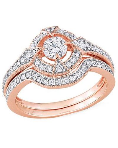 Rina Limor 14k Rose Gold 0.74 Ct. Tw. Diamond Halo Ring - Pink