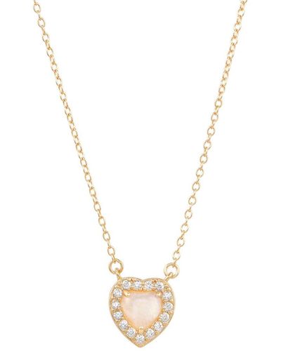 Adornia Fine Jewellery 14k Over Silver 2.00 Ct. Tw. Moonstone Cz Heart Necklace - Metallic