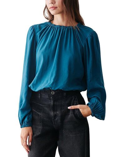 Bella Dahl Relaxed Fit Elastic Shirred Top - Blue
