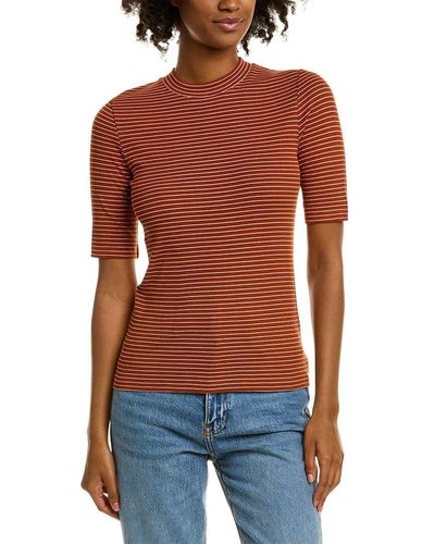 Vince Rib Stripe T-shirt - Red