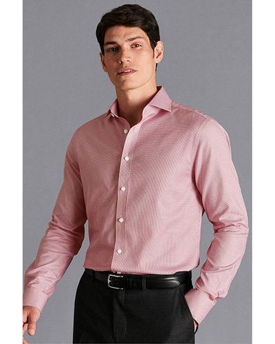 Charles Tyrwhitt Non-iron Twill Micro Check Shirt - Pink