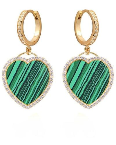Gabi Rielle 14k Over Silver Crystal Drop Earrings - Green