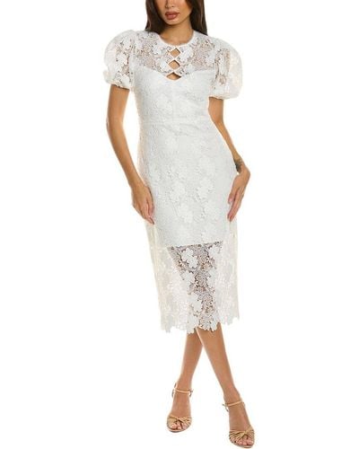 ML Monique Lhuillier Lace Midi Dress - White