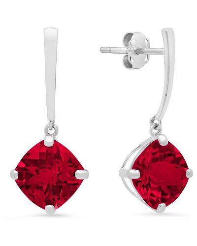 MAX + STONE Max + Stone 14k 4.40 Ct. Tw. Created Ruby Drop Earrings - Red