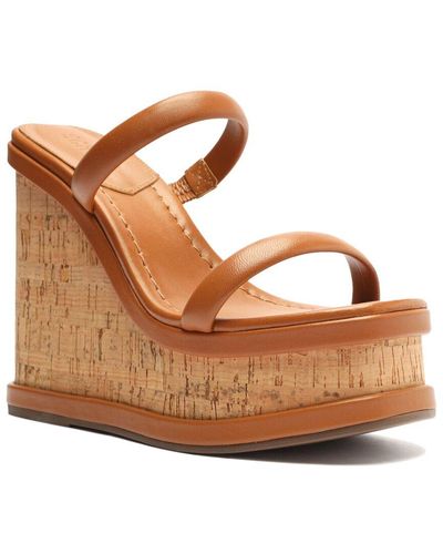 SCHUTZ SHOES Ully Casual Wedge Leather & Cork Wedge - Brown