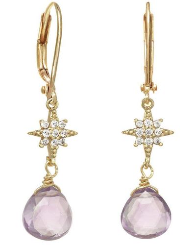 Rachel Reinhardt Jewelry Amethyst Cz Star Dangle Earrings - Metallic
