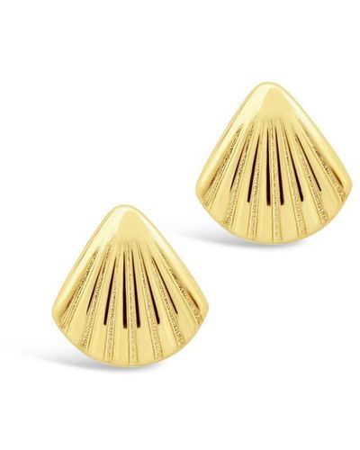 Sterling Forever 14k Plated Scalloped Studs - Metallic