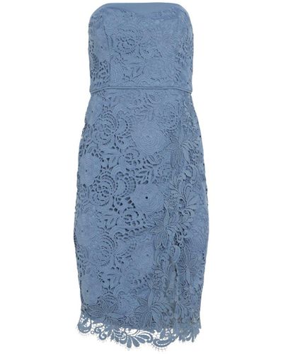 Reiss Finley Bandeau Lace Midi Dress - Blue