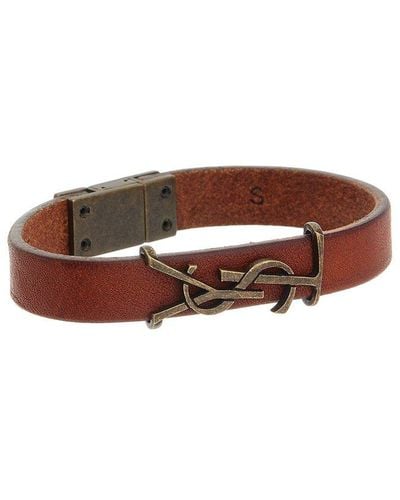 Saint Laurent Cassandre Leather Bracelet - Brown