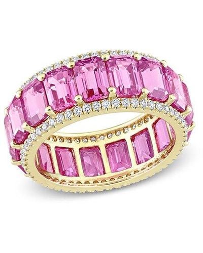 Rina Limor 14k 12.55 Ct. Tw. Diamond & Pink Sapphire Eternity Ring