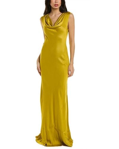 Donna Karan Cowl Neck Slip Gown - Yellow
