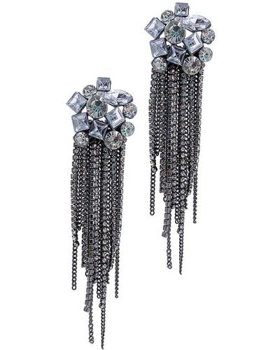 Adornia Crystal Cluster Fringe Earrings - White